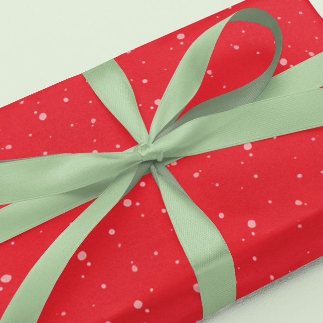 Papier Cadeau Noël Fête simple Motif Red Dot (Christmas whimsical red white dots wrapping paper.)
