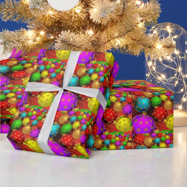 Papier Cadeau Noël, Fêtes, Ornements colorés (Vacances)
