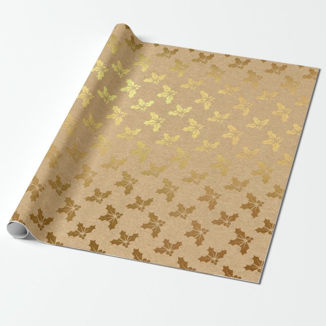 Papier Cadeau Noël feuille d'or (Déroulé)