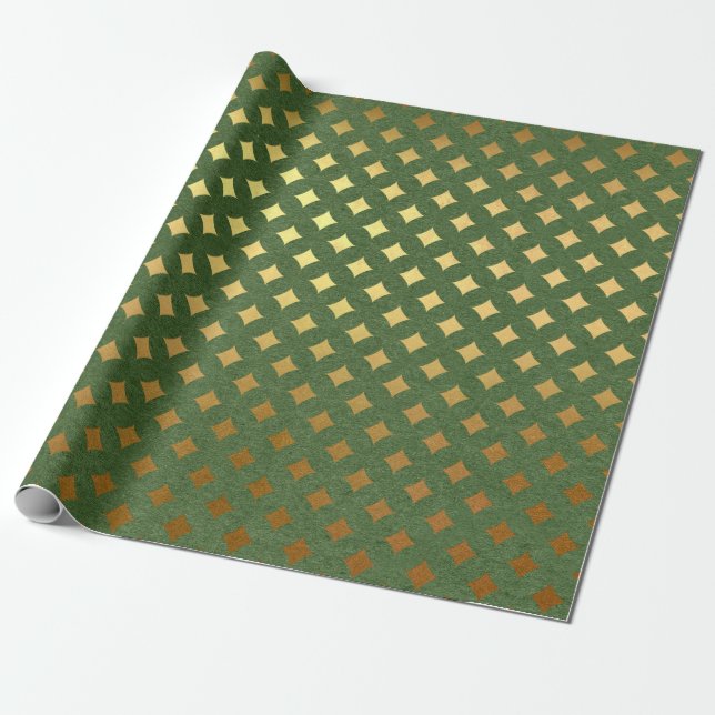 Papier Cadeau Noël feuille d'or et vert (Déroulé)