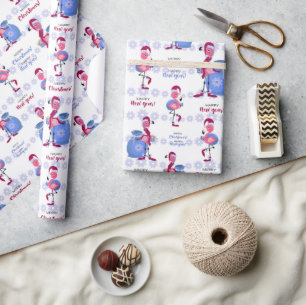 Papier Cadeau Noël Flamant Tropical