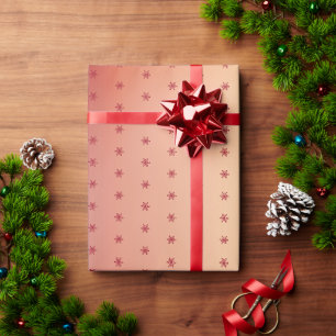 Papier Cadeau Noël Flocon de Neige Motif Métallique Rouge Fête