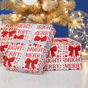 Papier Cadeau Noël gai et lumineux Ruban à carreaux rouges de No