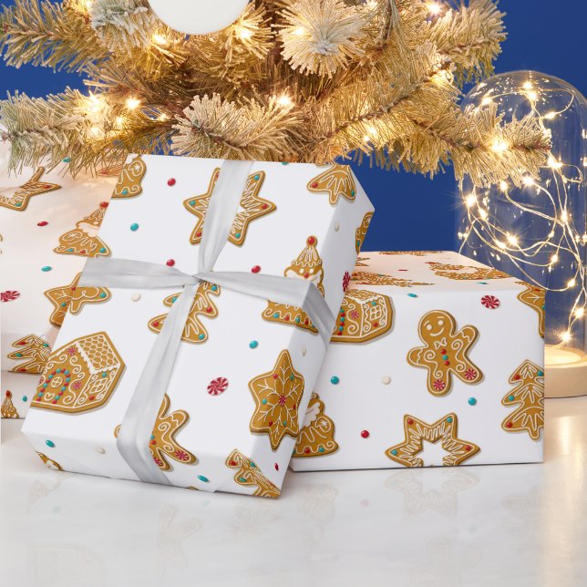 Papier Cadeau Noël Gingerbread Cookies Amusants Motif moderne (Vacances)
