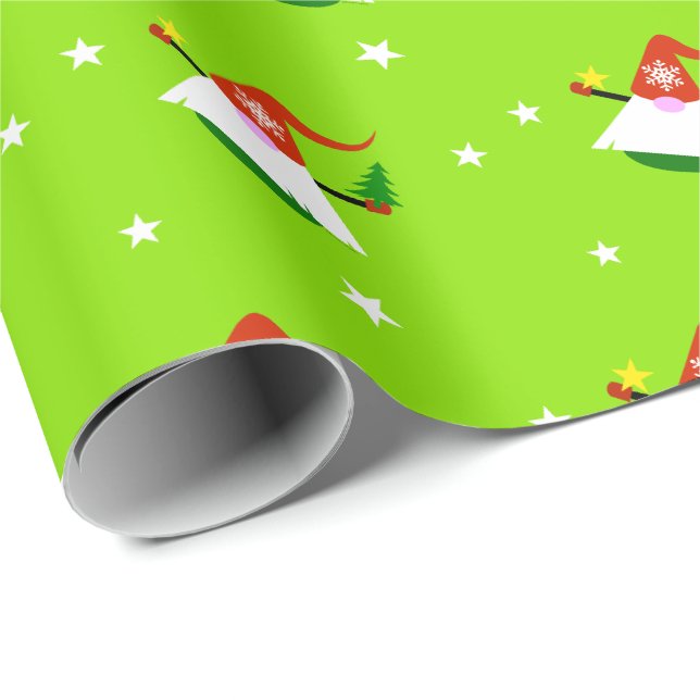 Papier Cadeau Noël Gnome   (Coin rond)