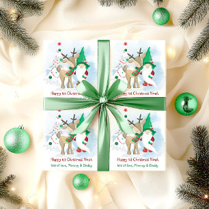 Papier Cadeau Noël Gnome et Renne Mignon Personnalisé