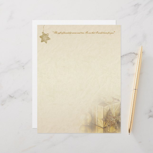 Papier cadeau Noël Gold (Devant/Arrière en situation)