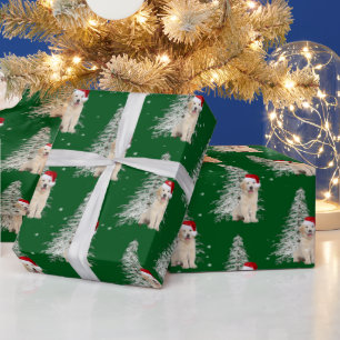 Papier Cadeau Noël Golden Retriever et Arbre