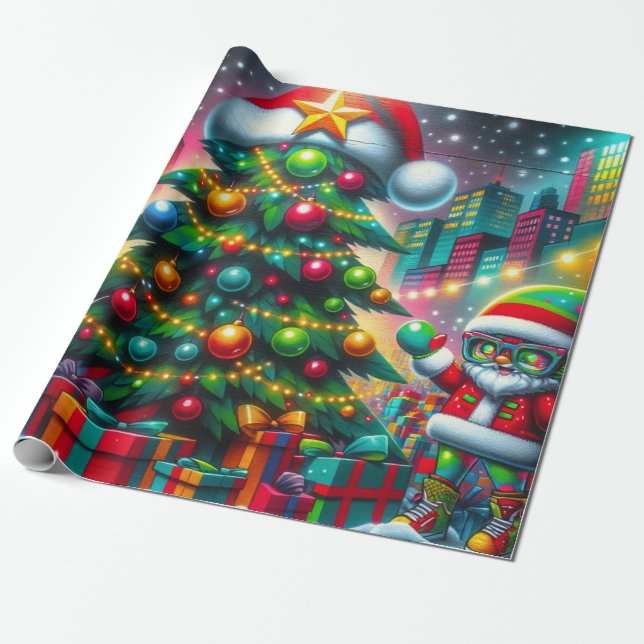 Papier Cadeau Noël Graffiti (Déroulé)