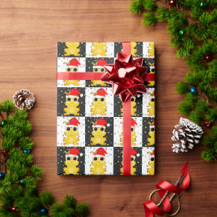 Papier Cadeau Noël Grenouille SANTA damier