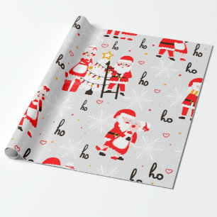 Papier Cadeau Noël gris du Père Noël