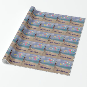 Papier Cadeau Noël hawaïen à la plage