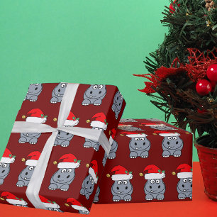 Papier Cadeau Noël hippo amusant