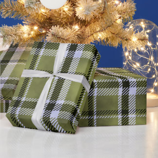 Papier Cadeau Noël Hiver Vert Buffalo Carreaux Fête