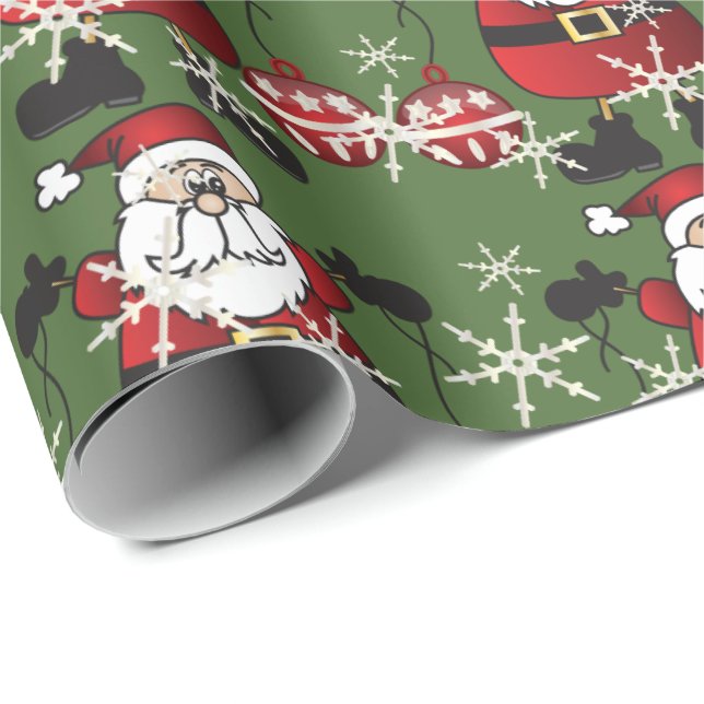Papier Cadeau Noël Ho, Ho, Ho, Père Noël (Coin rond)