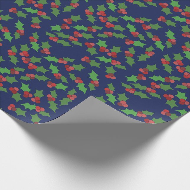 Papier Cadeau Noël Holly Festif (Coin)