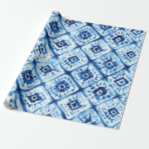 Papier Cadeau Noël Japonais Tie Dye Shibori Motif Holiday