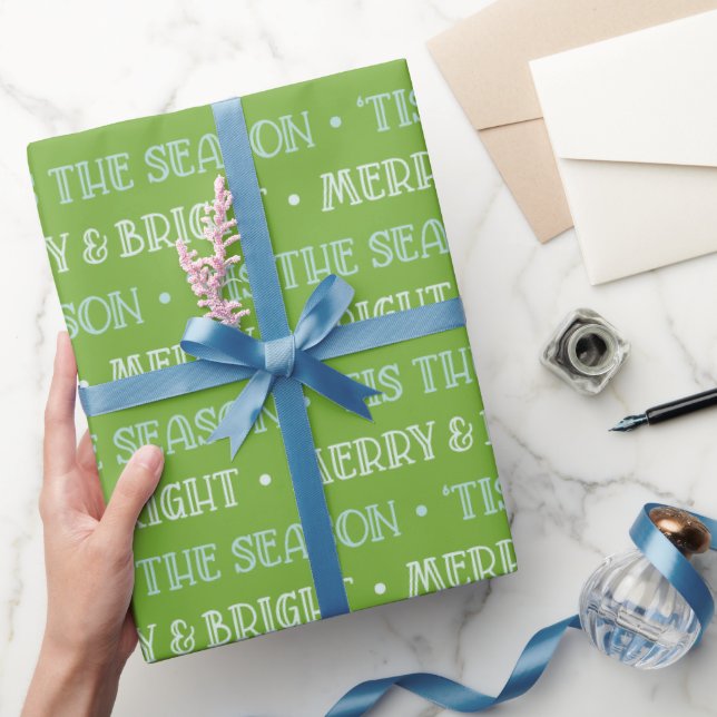 Papier Cadeau Noël Joyeux Et Lumineux Vert (Cadeaux)