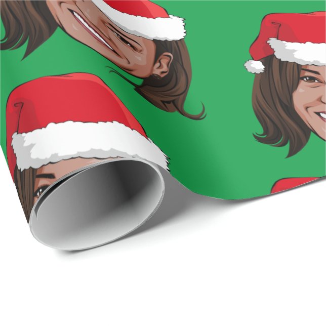 Papier Cadeau Noël Kamala Harris (Coin rond)