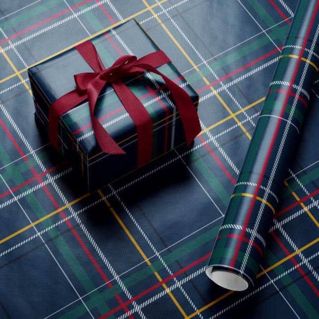 Papier Cadeau Noël marine plaid classique vacances simple (Créateur téléchargé)