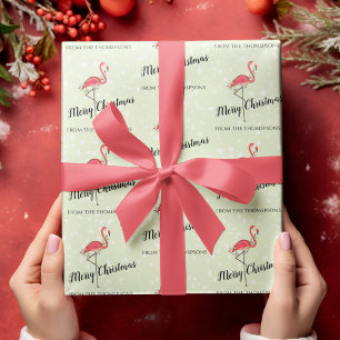 Papier Cadeau Noël mignon Flamant rose rose coloré personnalisé