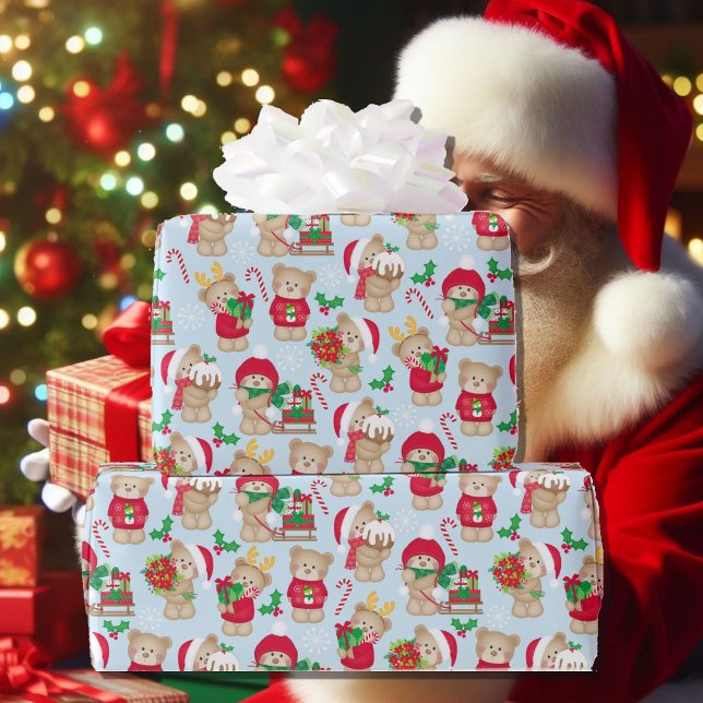 Papier Cadeau Noël mignon Nounours Holly Sucres de canne (Créateur téléchargé)