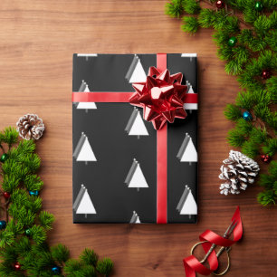 Papier Cadeau Noël minimaliste vacances noir blanc
