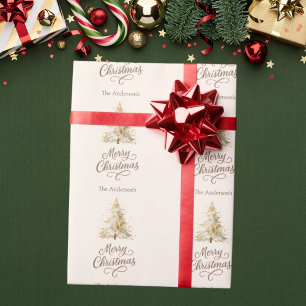 Papier Cadeau Noël mocha crème neige arbre