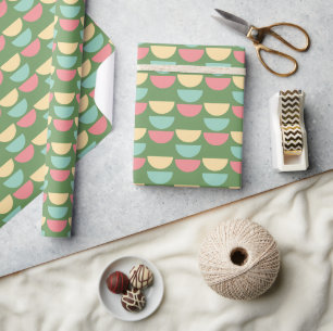 Papier Cadeau Noël moderne Formes géométriques colorées brillant