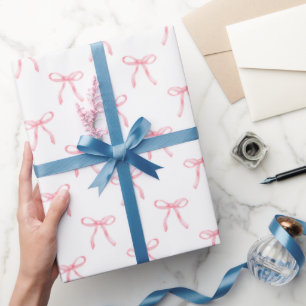 Papier Cadeau Noël Moderne Ruban Rose Coquette