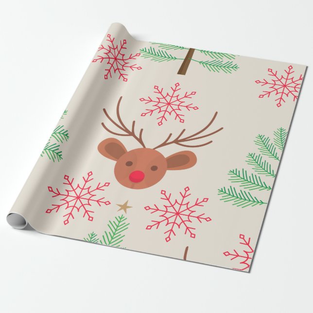 Papier Cadeau Noël moderne Rudolph (Déroulé)