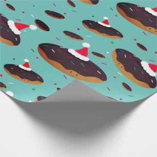 Papier Cadeau Noël Motif Donut Santa Hats