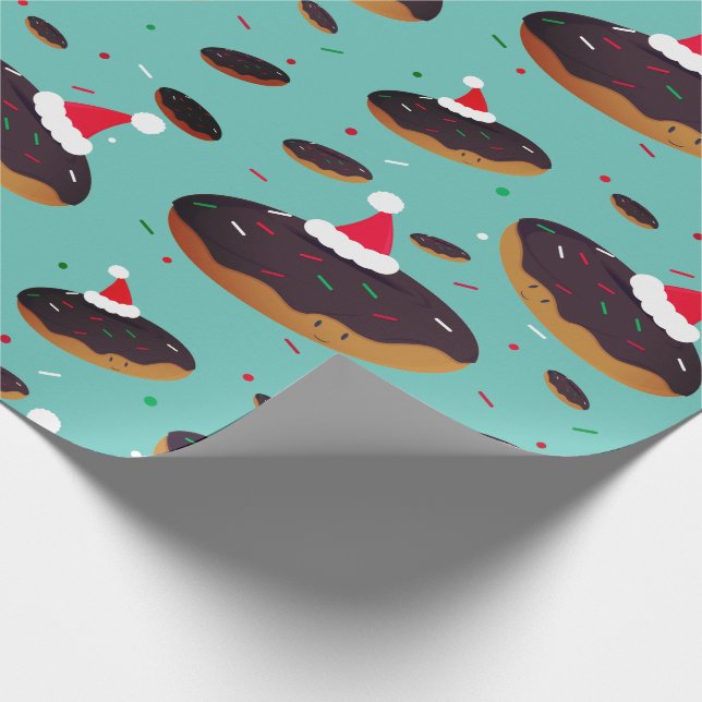Papier Cadeau Noël Motif Donut Santa Hats (Coin)