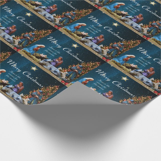 Papier Cadeau Noël Nativité avec citation (Coin)