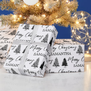 Papier Cadeau Noël Noir Blanc Noël Pinceau Russe