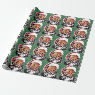 Papier Cadeau Noël noir du Père Noël afro-américain