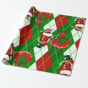 Papier Cadeau Noël noir père Noël femme plaid
