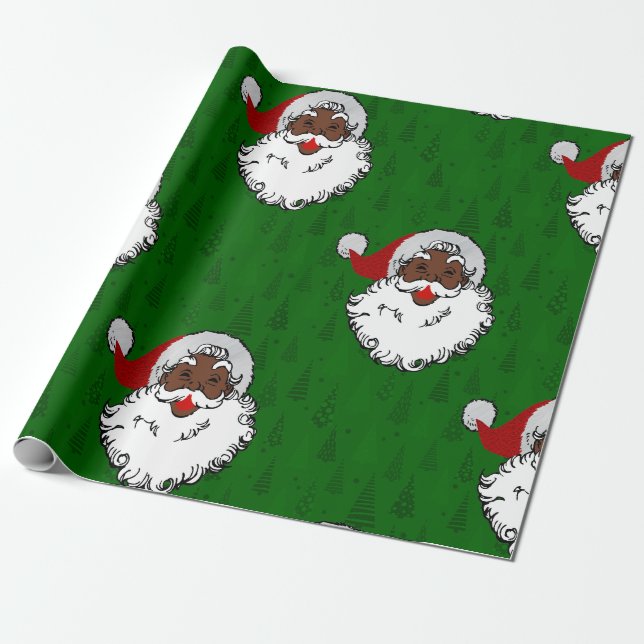 Papier Cadeau noël noir santa claus (Déroulé)