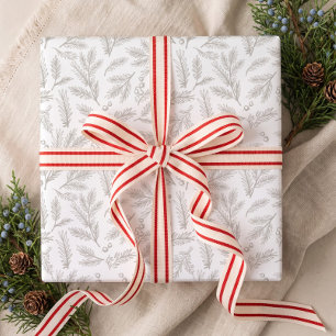 Papier Cadeau  Noël Nordique Branches de Pin & Baies de Noël