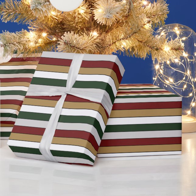 Papier Cadeau Noël Or Vert Rouge Argent Et Blancs (Vacances)