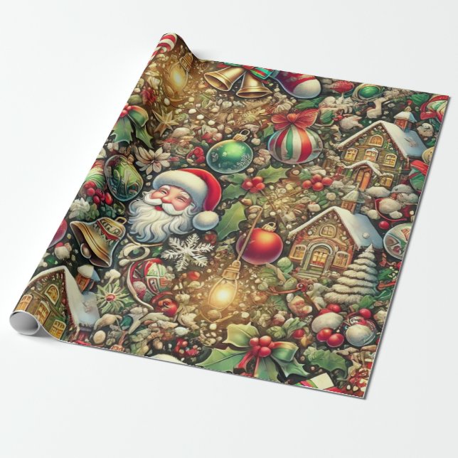 Papier Cadeau Noël père Noël (Déroulé)