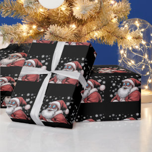 Papier Cadeau Noël Père Noël Afro-Américain Noir Xmas 