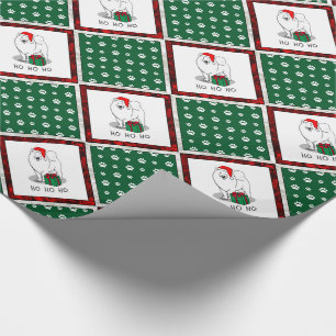 Papier Cadeau Noël Père Noël Casquette Samoyé Chien mignonne