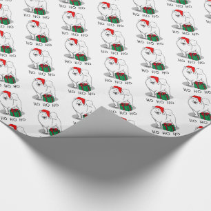Papier Cadeau Noël Père Noël Casquette Samoyé Chien mignonne