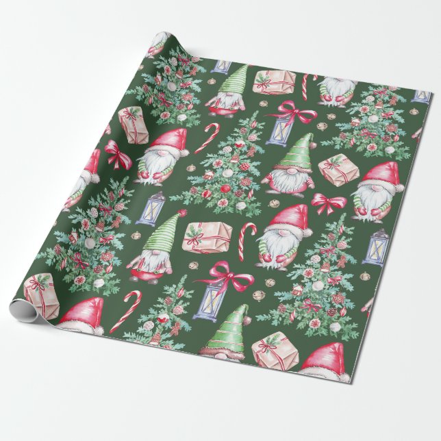 Papier Cadeau Noël père Noël Gnomes (Déroulé)