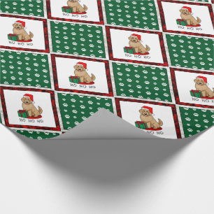 Papier Cadeau Noël Père Noël Goldendoodle (rouge or) Chien migno