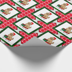 Papier Cadeau Noël Père Noël Goldendoodle (rouge or) Chien migno