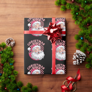 Papier Cadeau Noël Père Noël Rose Rétro Vintage