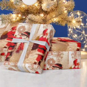 Papier cadeau Noël Père Noël vintage