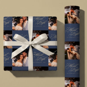 Papier Cadeau Noël personnalisé Mariés et Lumineux avec 2 photos